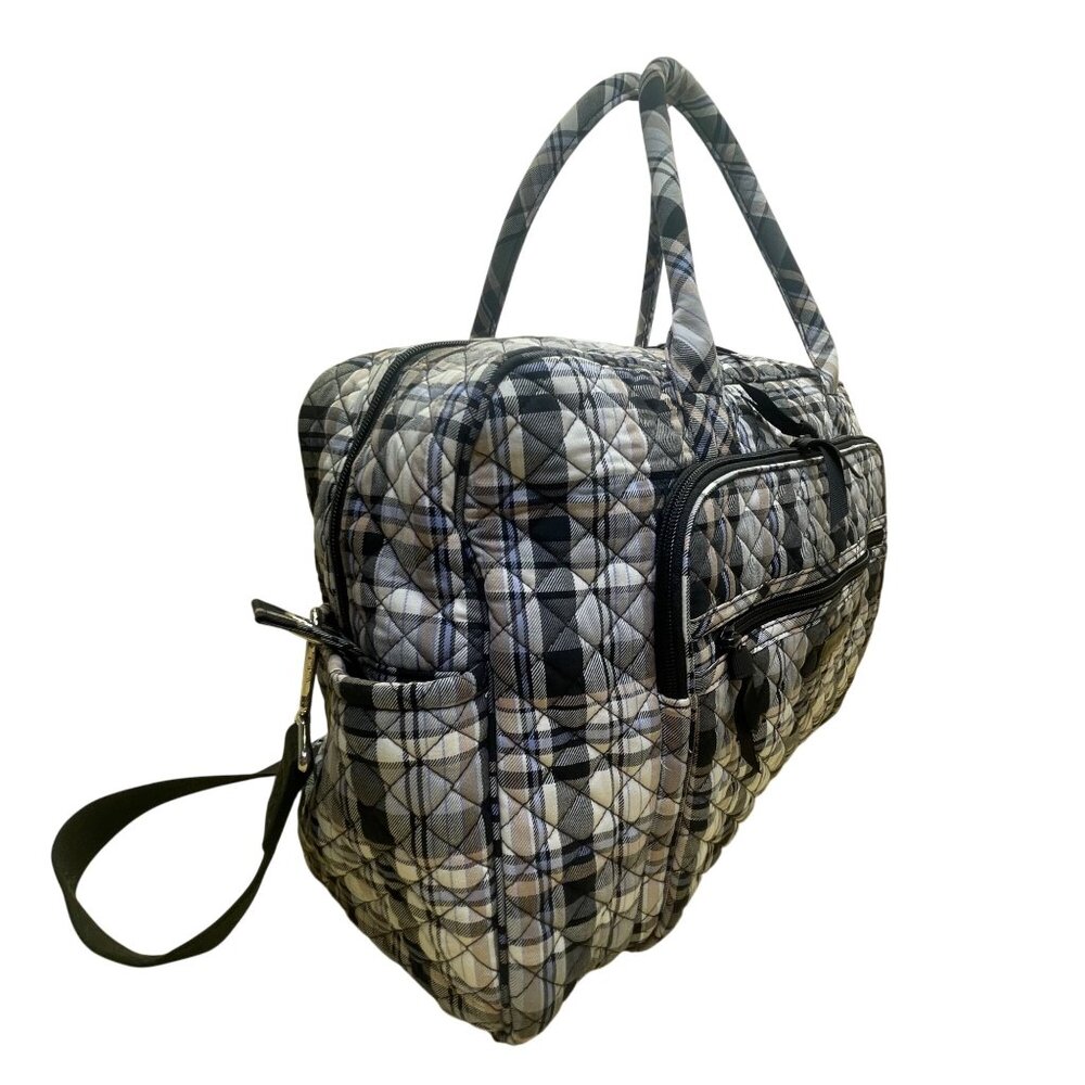Vera Bradley Women’s Plaid Quilted With Adjustable Strap Weekender Travel Bag - Picture 4 of 12